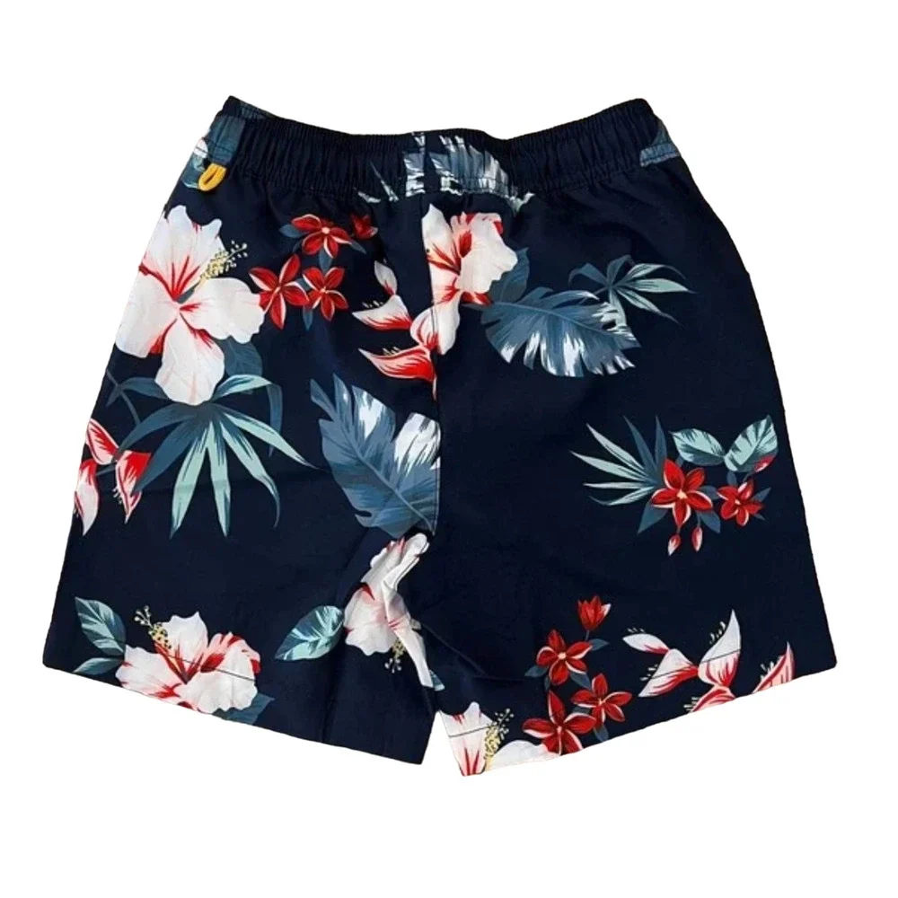 NWT J. Crew Boys' Navy W/Hibiscus Floral Print Swim Trunk